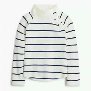 J.Crew Crewcuts Girls’ Wide Button-Collar Pullover Sweatshirt Navy Ivory Size XL